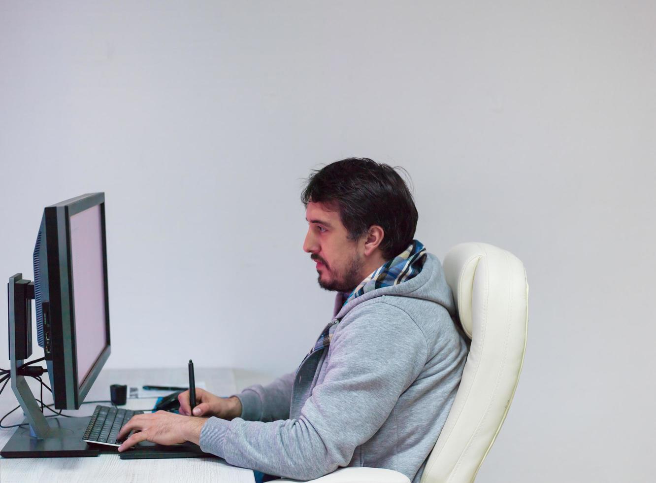 Graphic Designer Working at Workplace photo