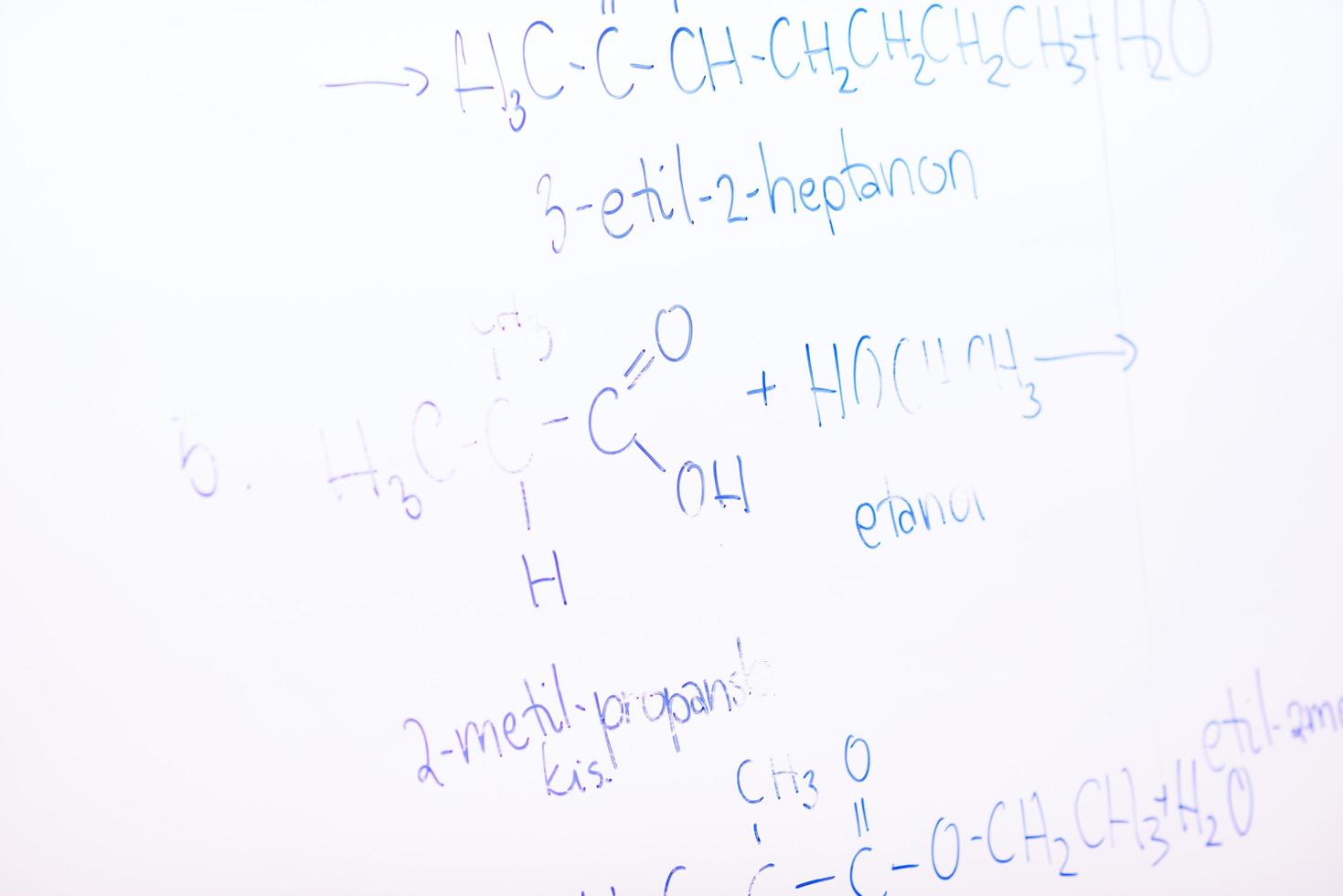 chemical molecule structure on white boar photo