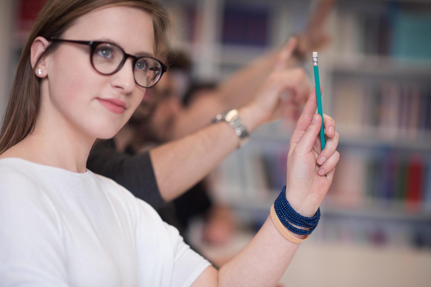 group of students raise hands up 11930219 Stock Photo at Vecteezy