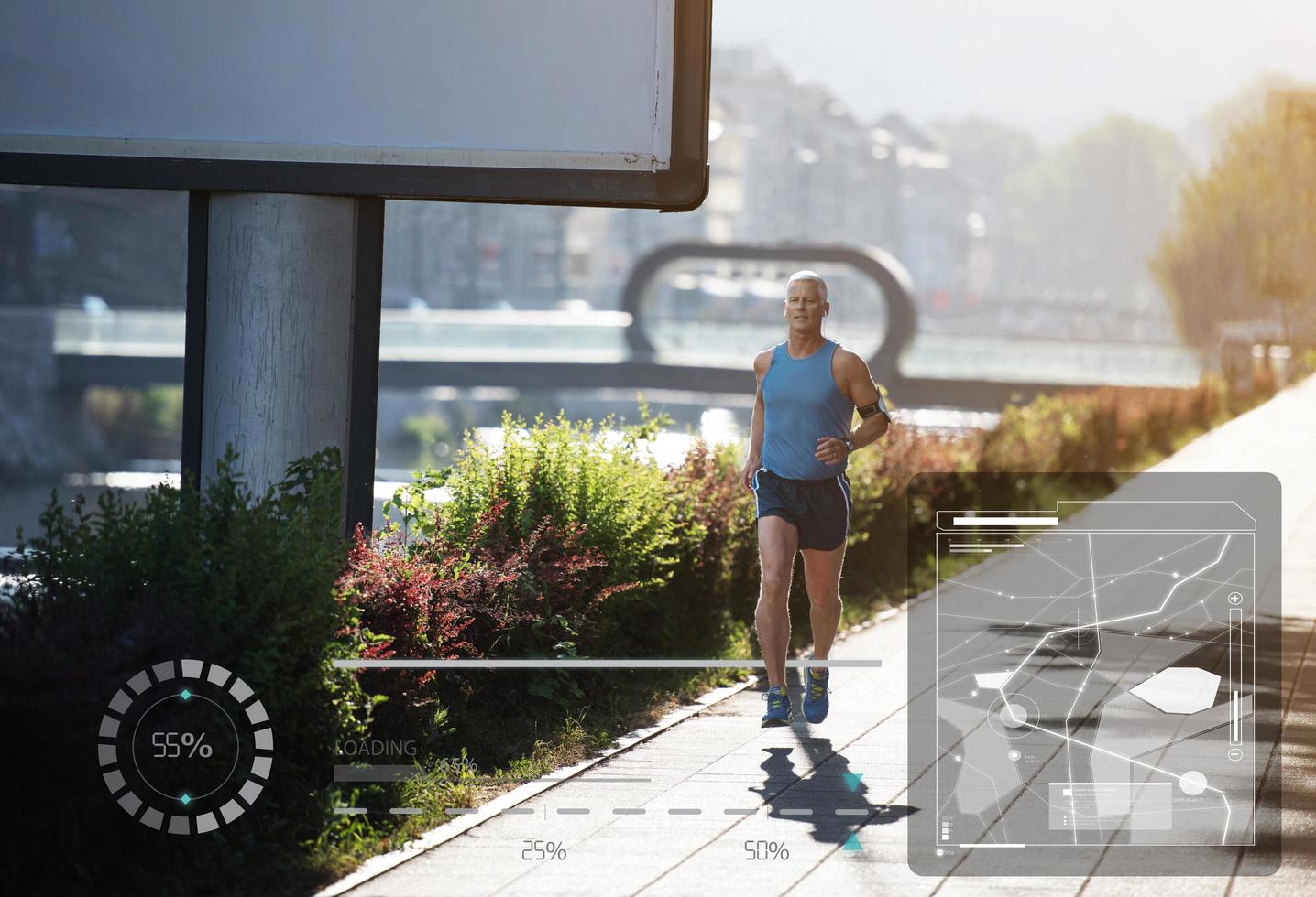 Elderly man jogging photo