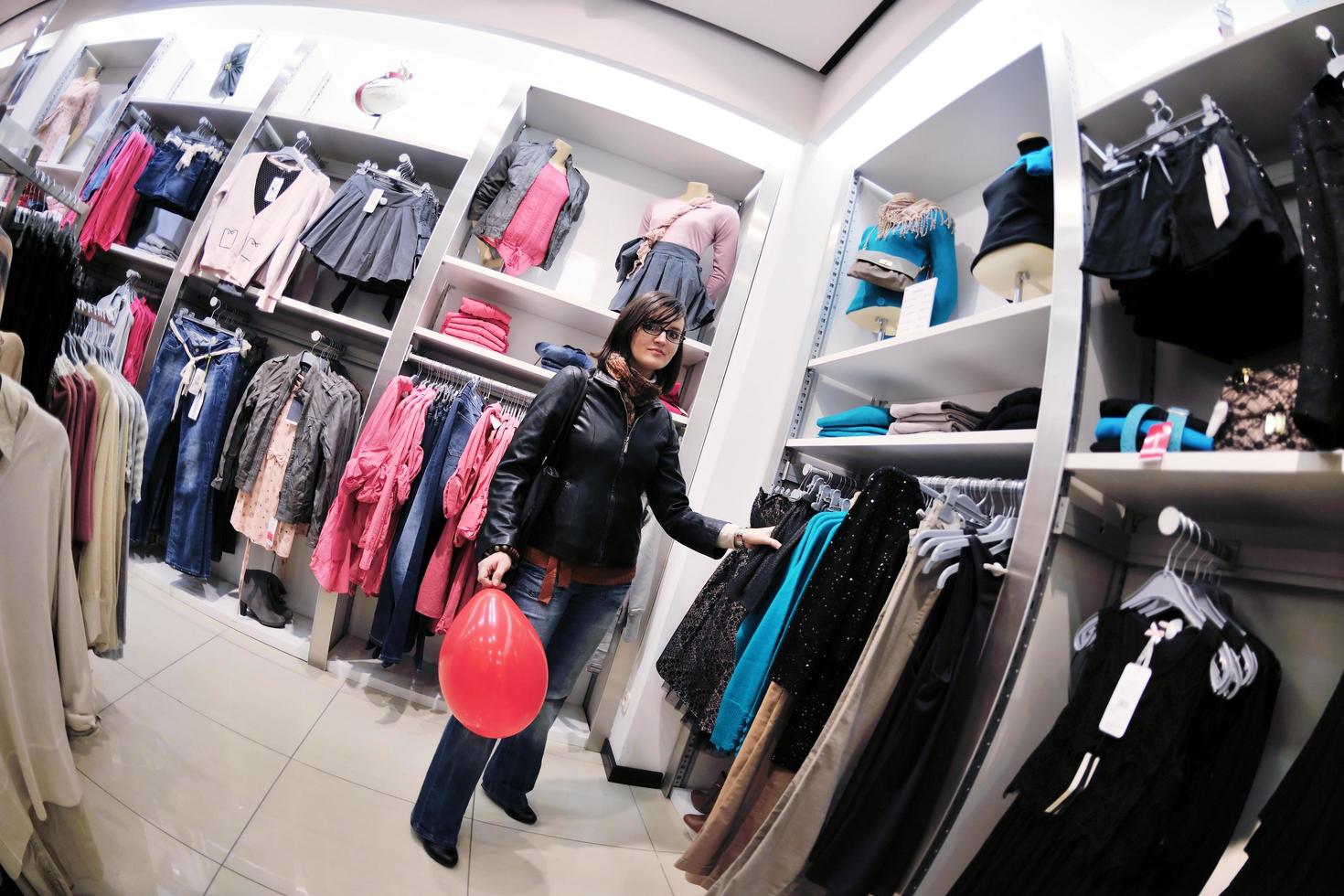 happy woman shopping photo