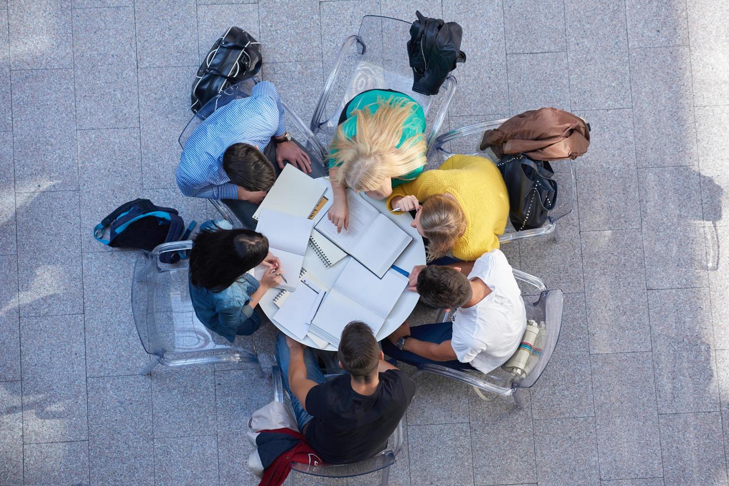 group of students  top view photo