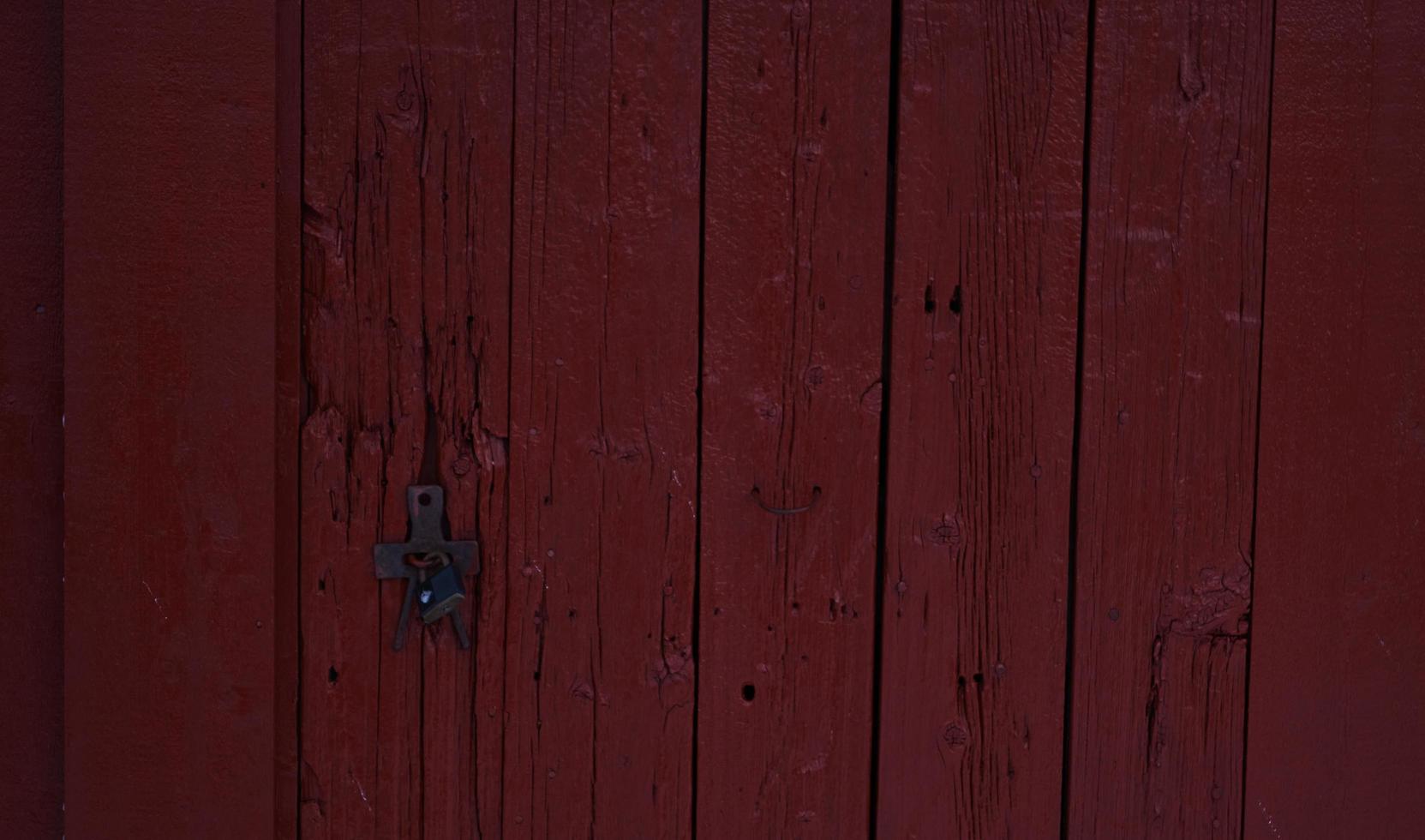 tradidional wooden wall of a red house in Norway photo