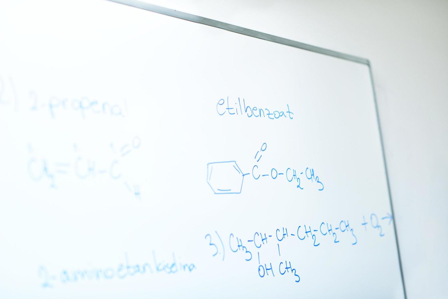chemical molecule structure on white boar photo