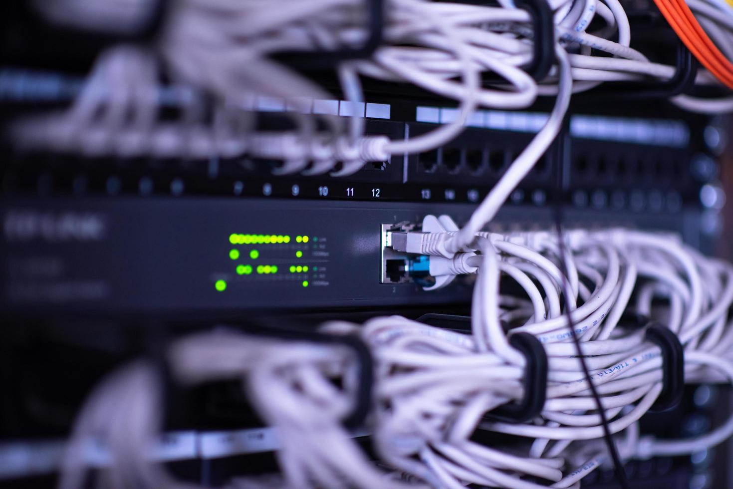 optical cables connected to the main server photo