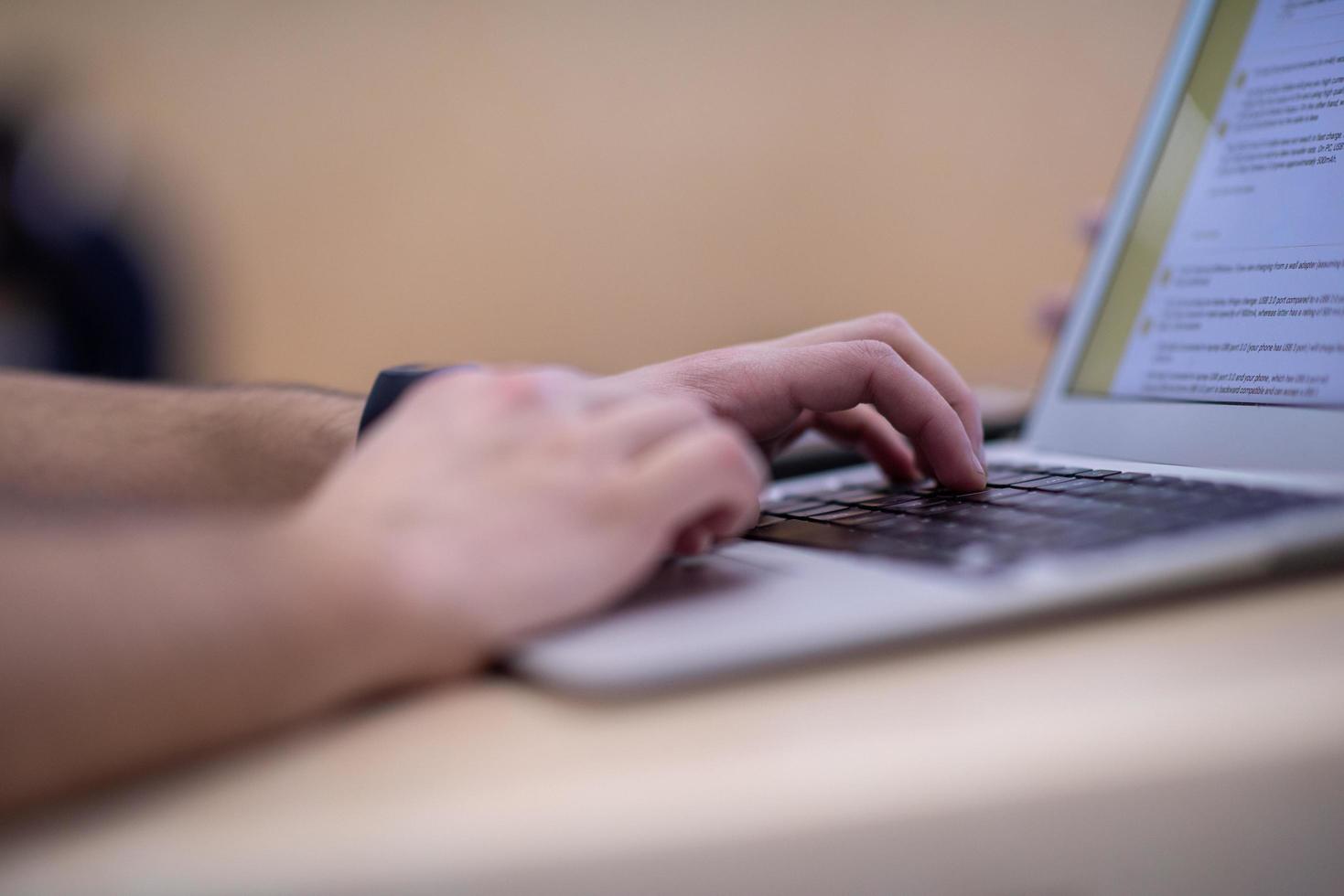 business people hands using laptop computer photo