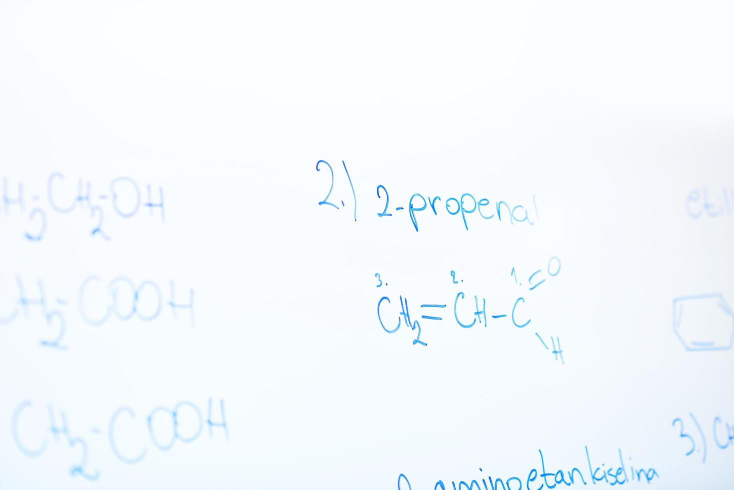 chemical molecule structure on white boar photo