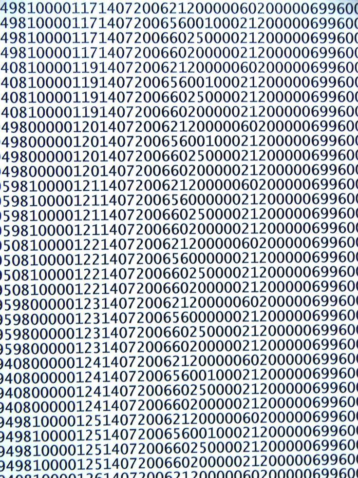 database concept with printed and coded database records photo