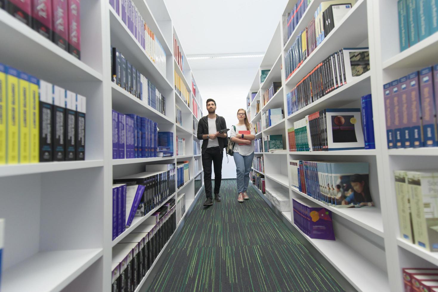 students group  in school  library photo