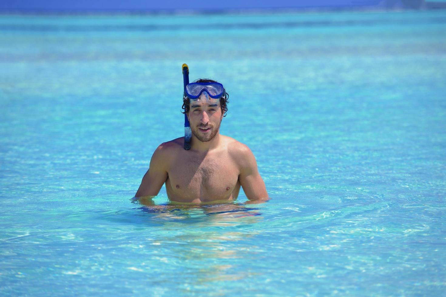 young guy with diving mask photo