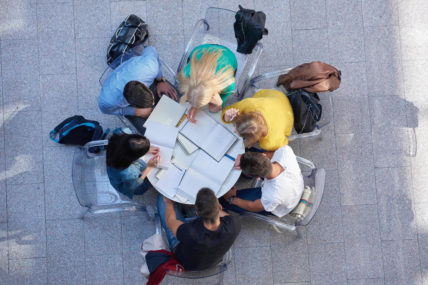 group of students  top view photo