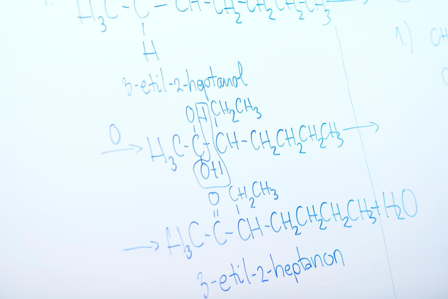 chemical molecule structure on white boar photo