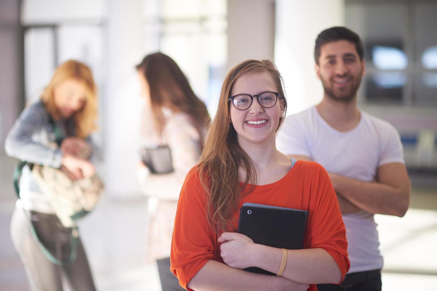 students couple standing together photo