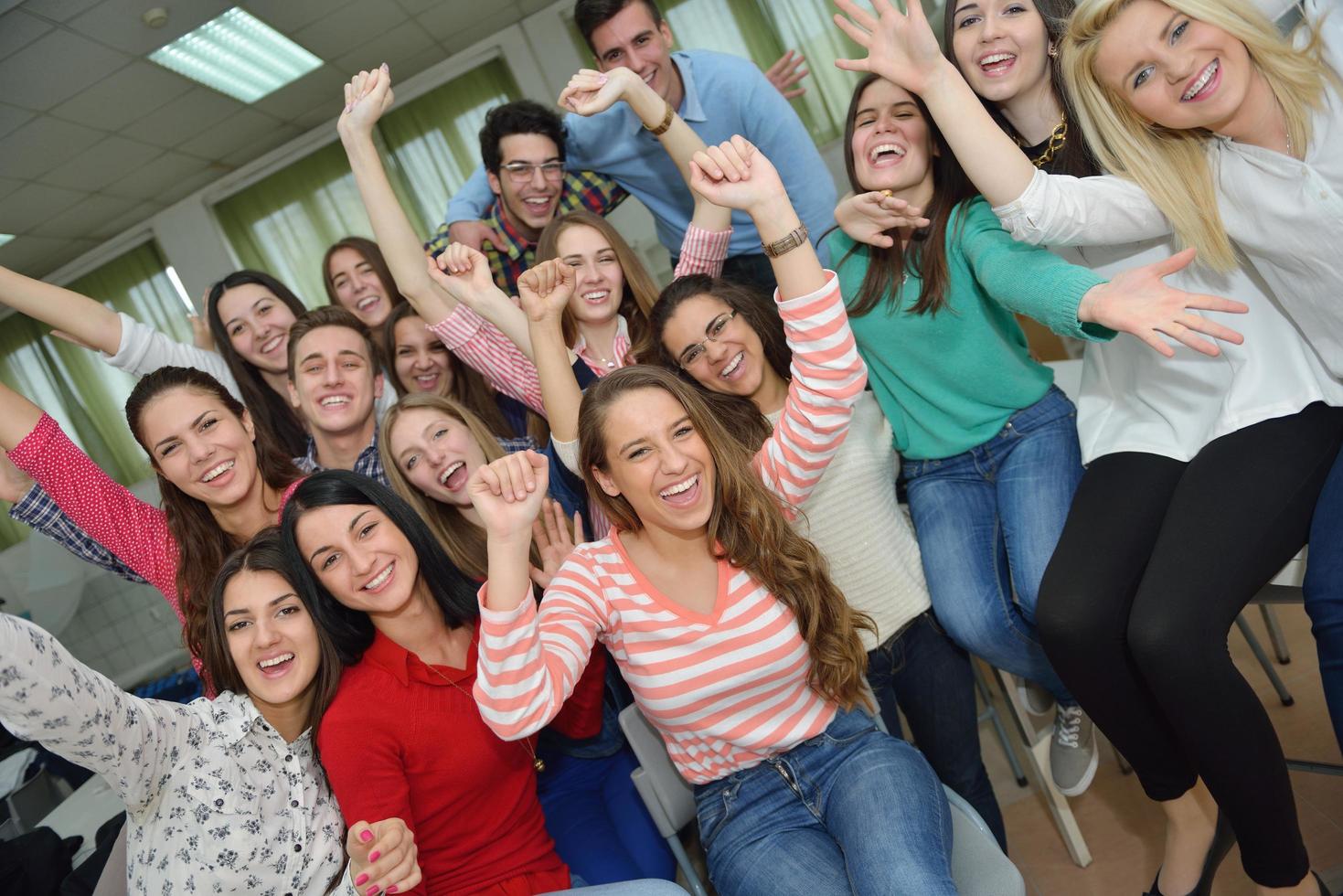 happy teens group in school photo