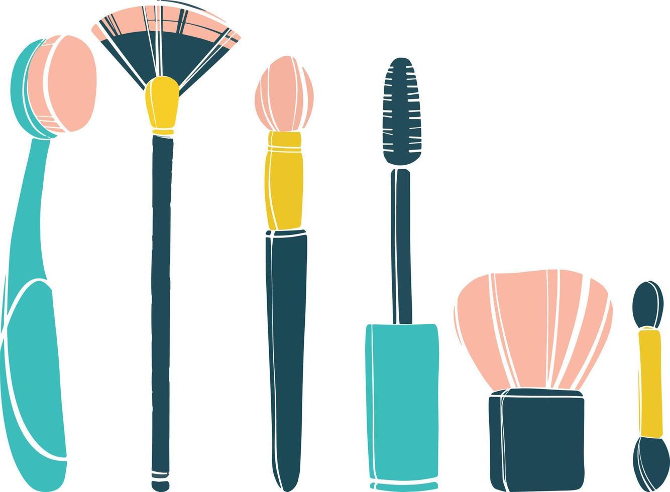 Makeup brushes on a transparent background. Abstract makeup brush. Graph vector illustration.