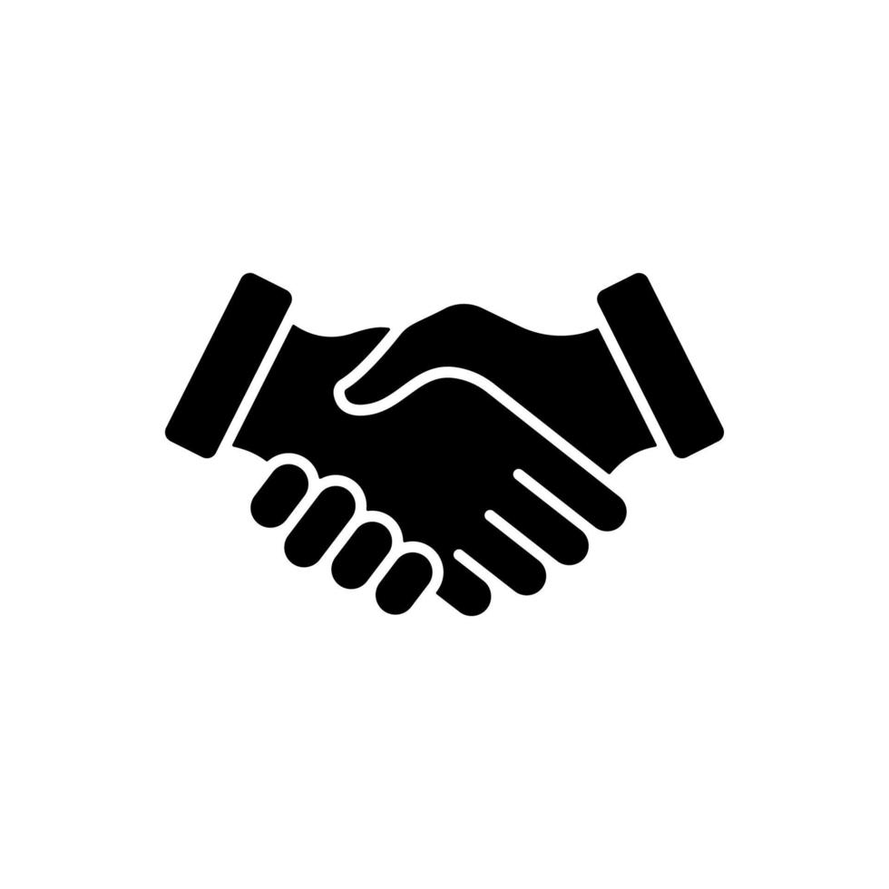 Handshake Partnership Professional Silhouette Icon. Hand Shake Business Deal Black Pictogram. Cooperation Team Agreement Finance Meeting Icon. Isolated Vector Illustration.