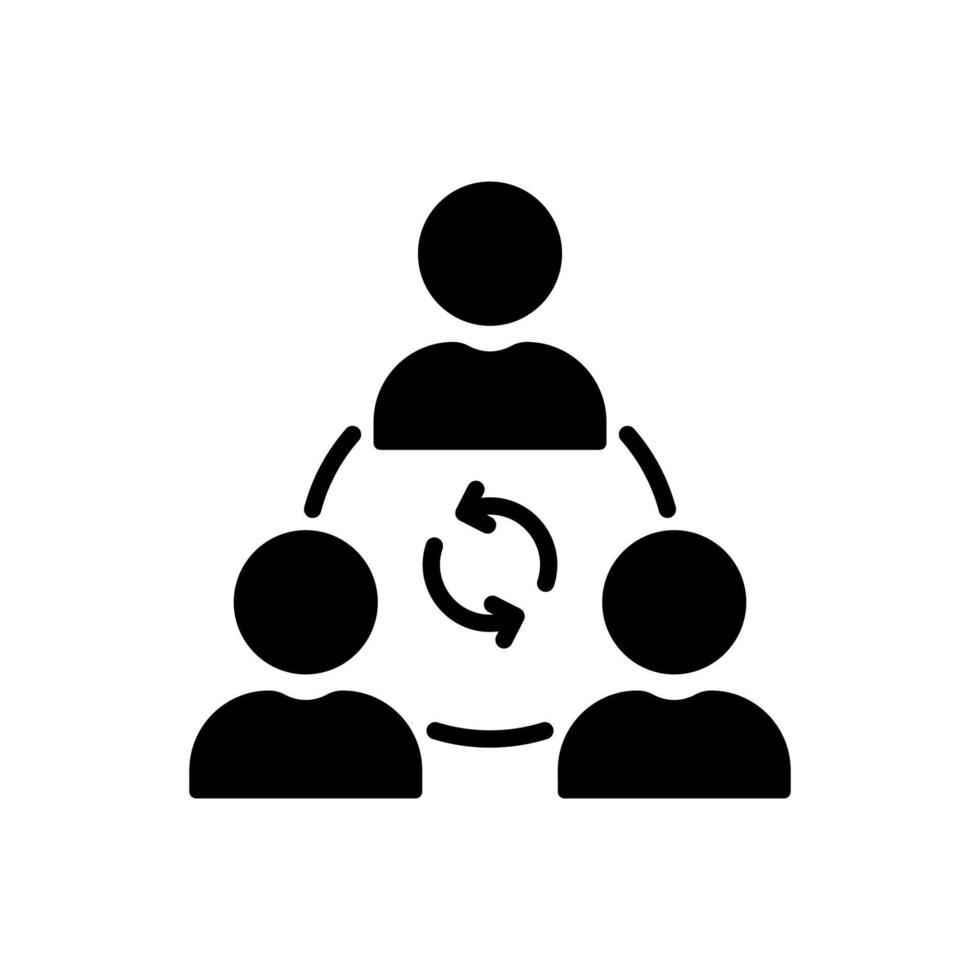 icono de silueta de colaboración. grupo de personas pictograma de trabajo en equipo comunitario. la comunicación social y el trabajo en equipo empresarial conectan el icono negro. ilustración vectorial aislada. vector