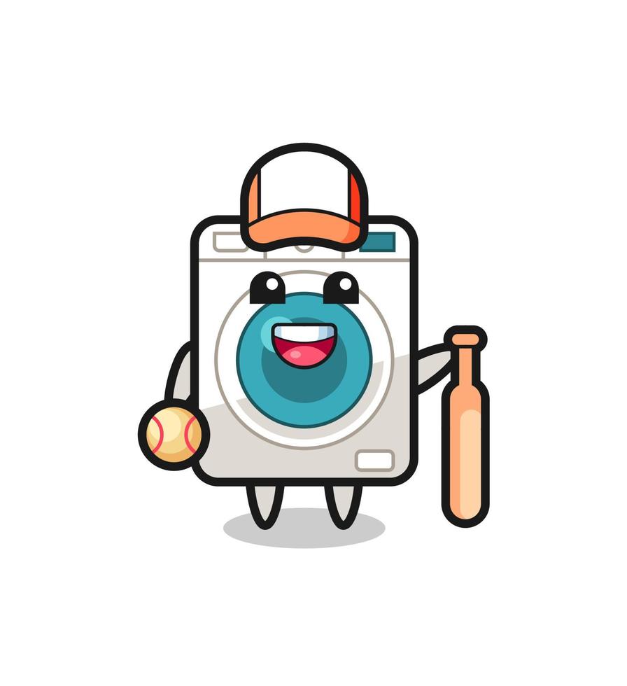 Cartoon character of washing machine as a baseball player vector