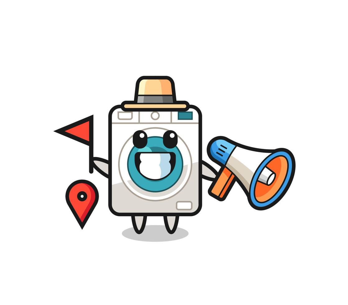 Character cartoon of washing machine as a tour guide vector