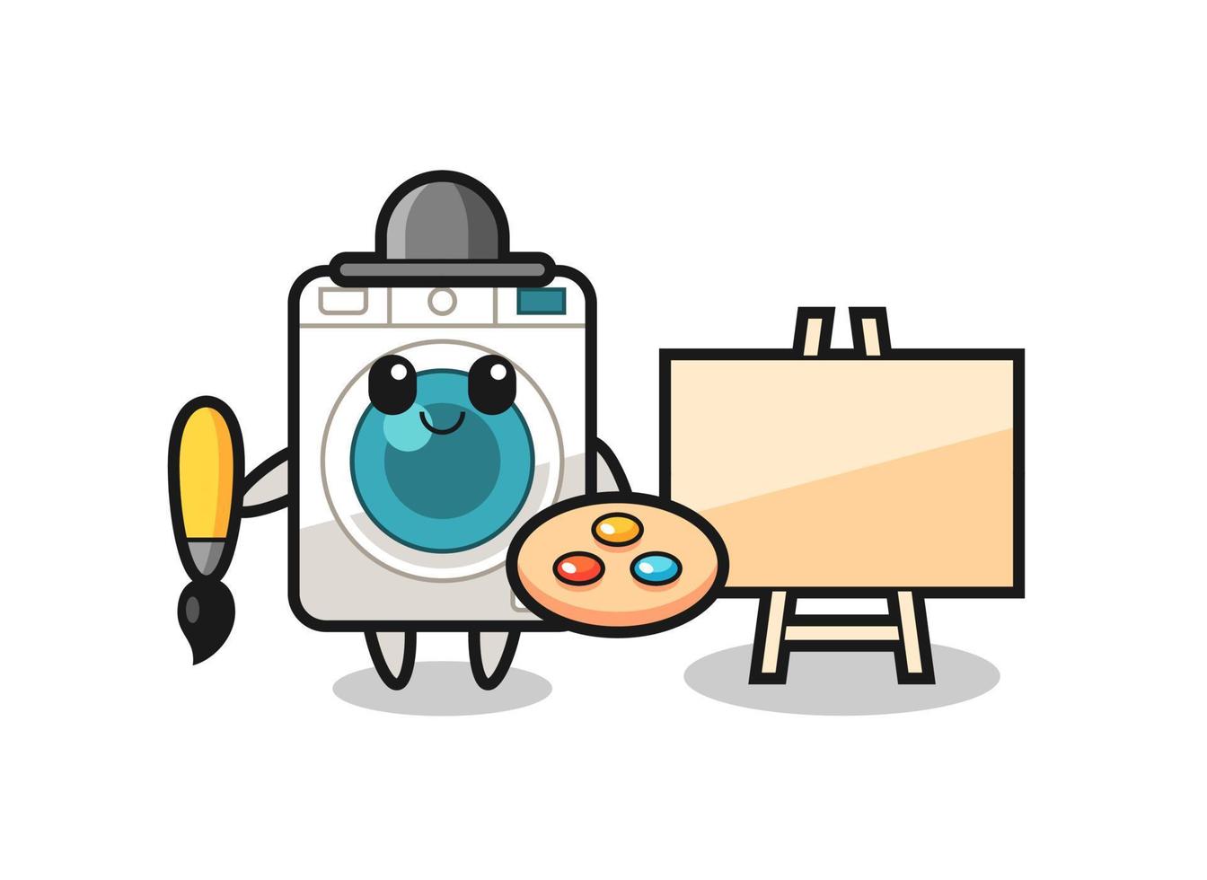 Illustration of washing machine mascot as a painter vector