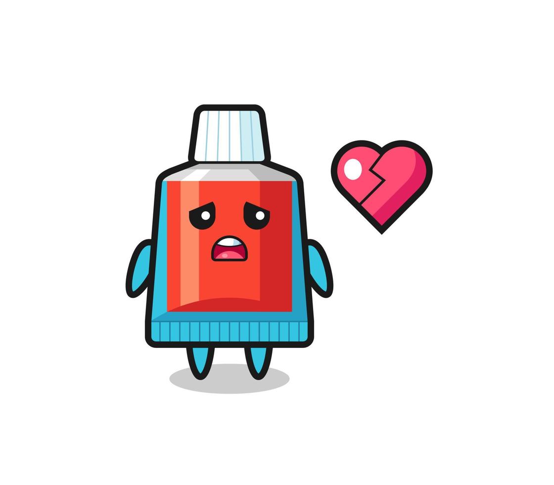 toothpaste cartoon illustration is broken heart vector
