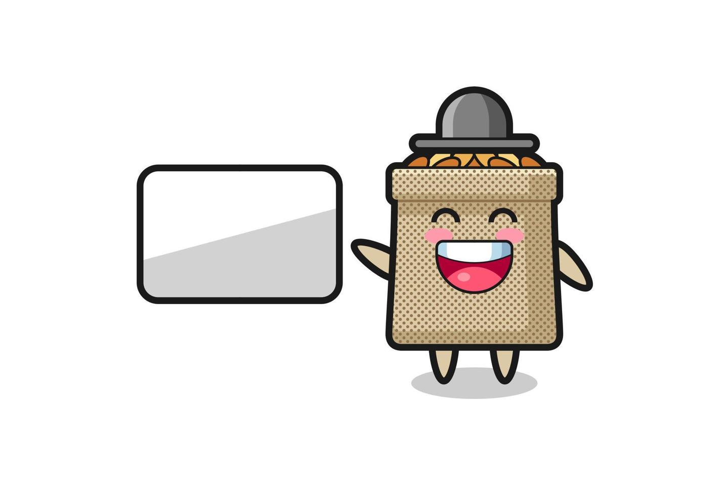 wheat sack cartoon illustration doing a presentation vector