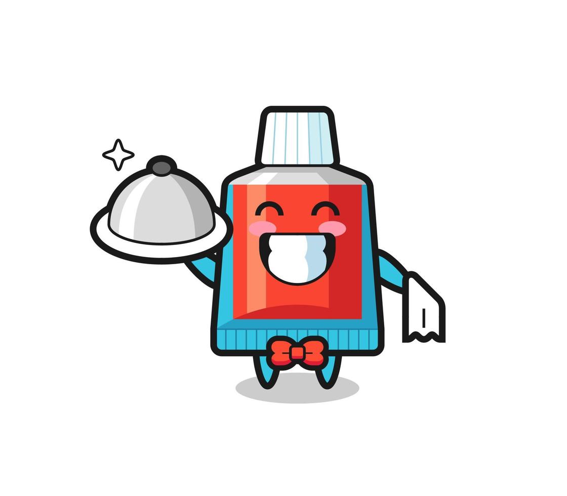 Character mascot of toothpaste as a waiters vector