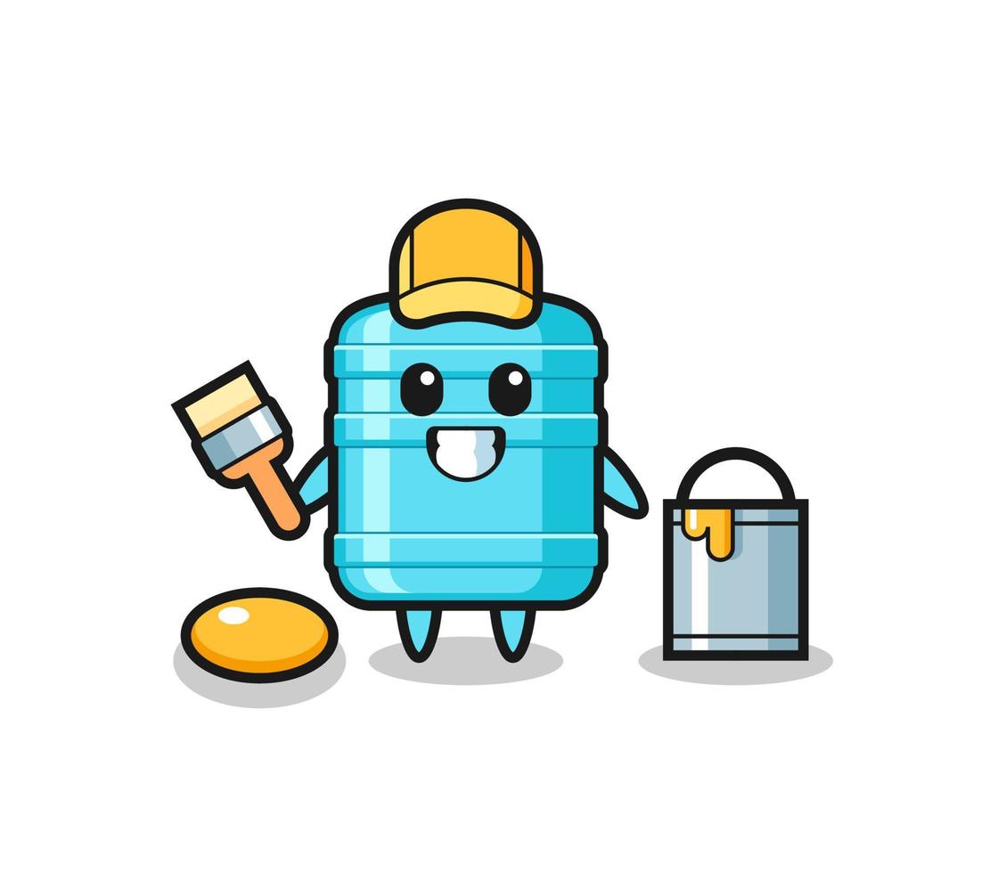 Character Illustration of gallon water bottle as a painter vector