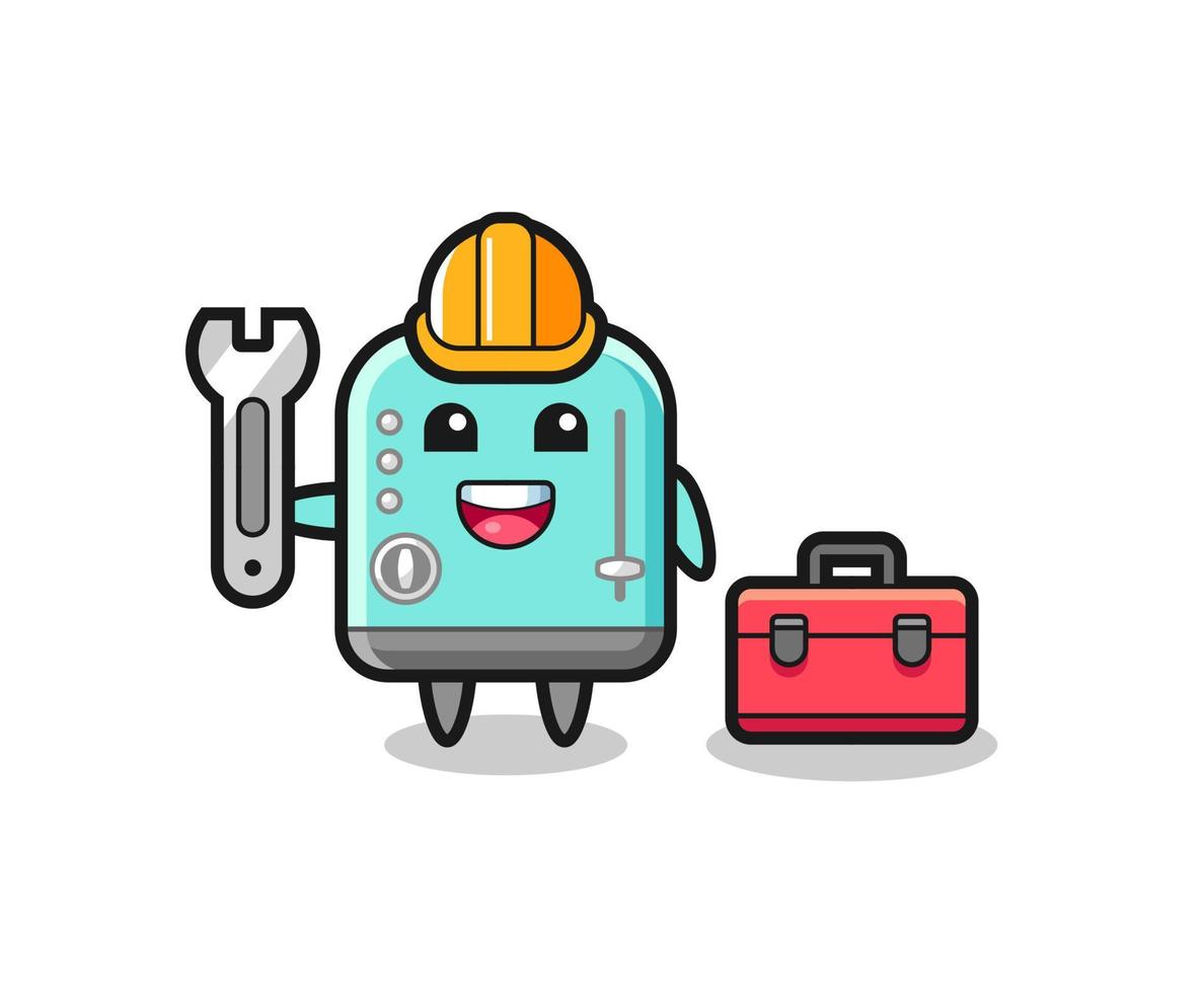 Mascot cartoon of toaster as a mechanic vector
