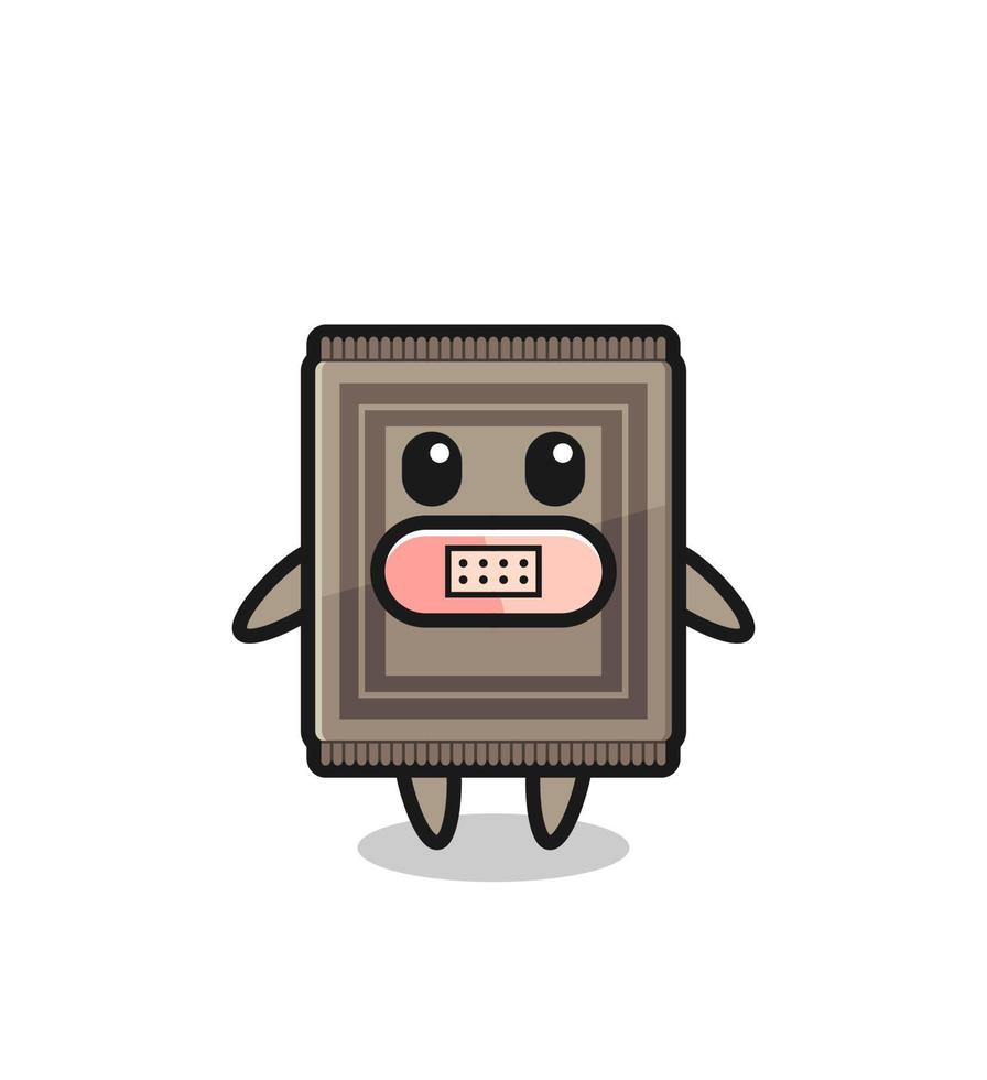 Cartoon Illustration of carpet with tape on mouth vector
