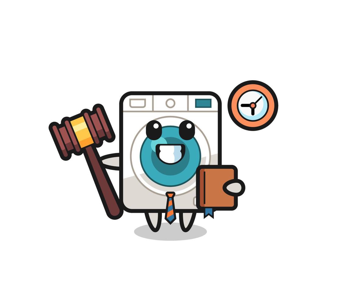 Mascot cartoon of washing machine as a judge vector