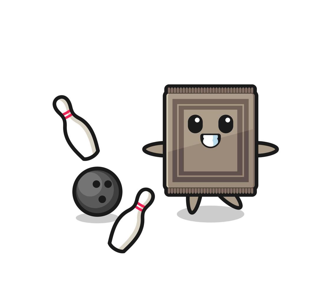Character cartoon of carpet is playing bowling vector