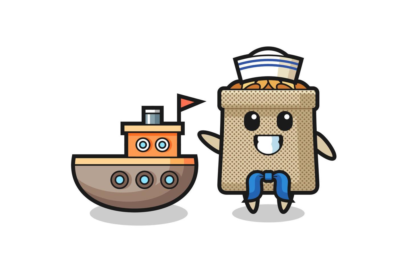 Character mascot of wheat sack as a sailor man vector