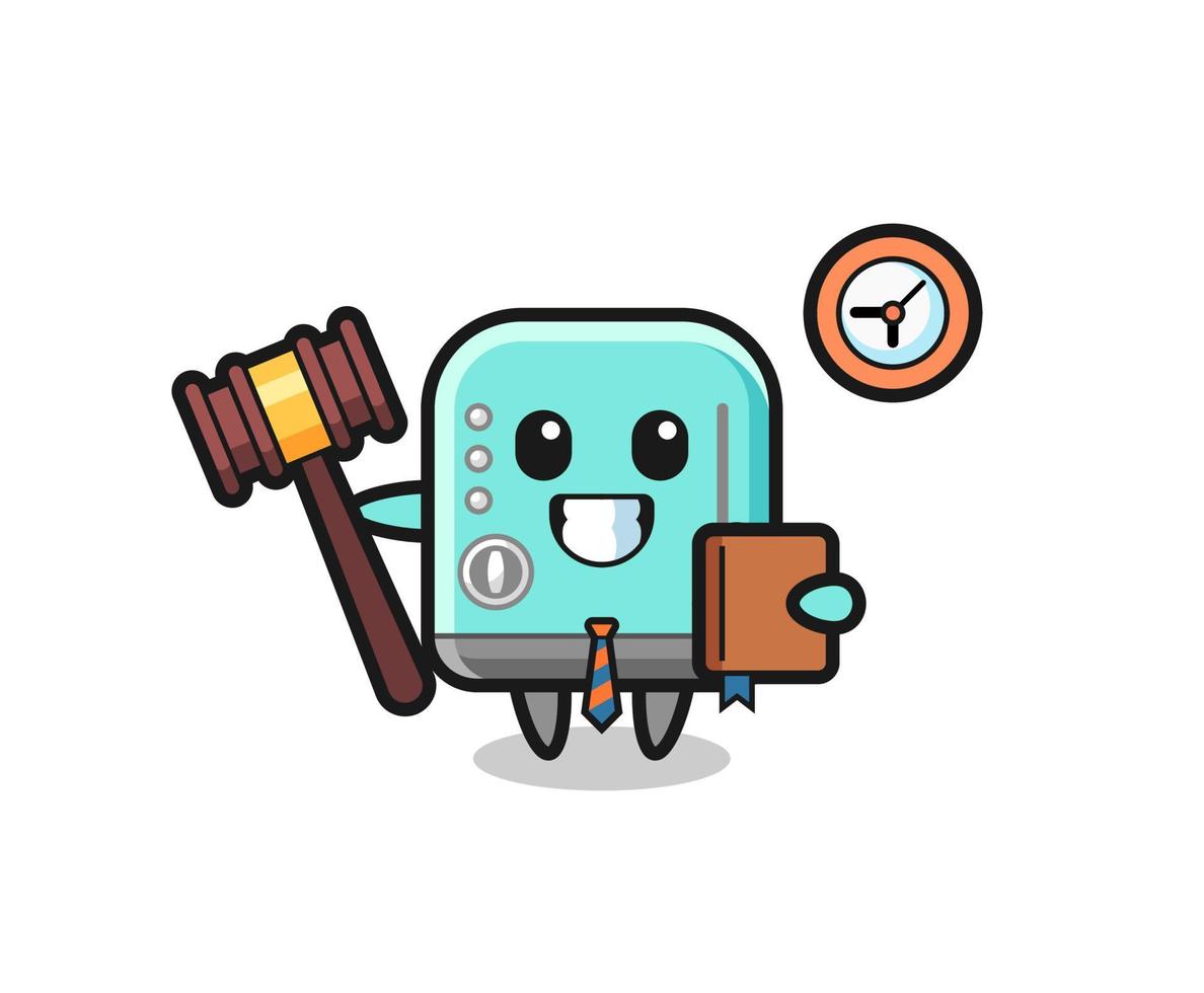 caricatura de mascota de tostadora como juez vector