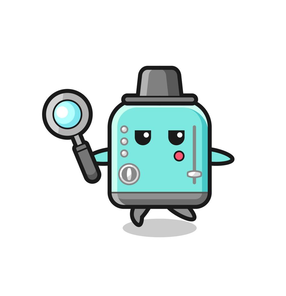 toaster cartoon character searching with a magnifying glass vector