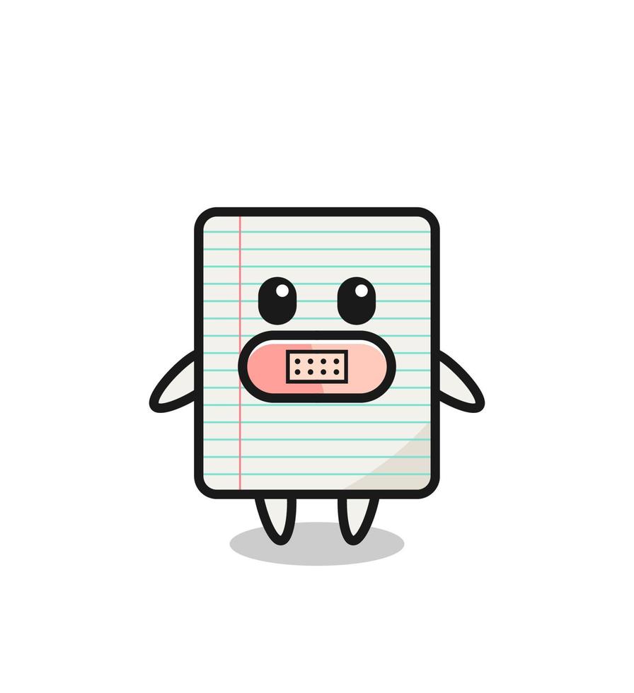 Cartoon Illustration of paper with tape on mouth vector