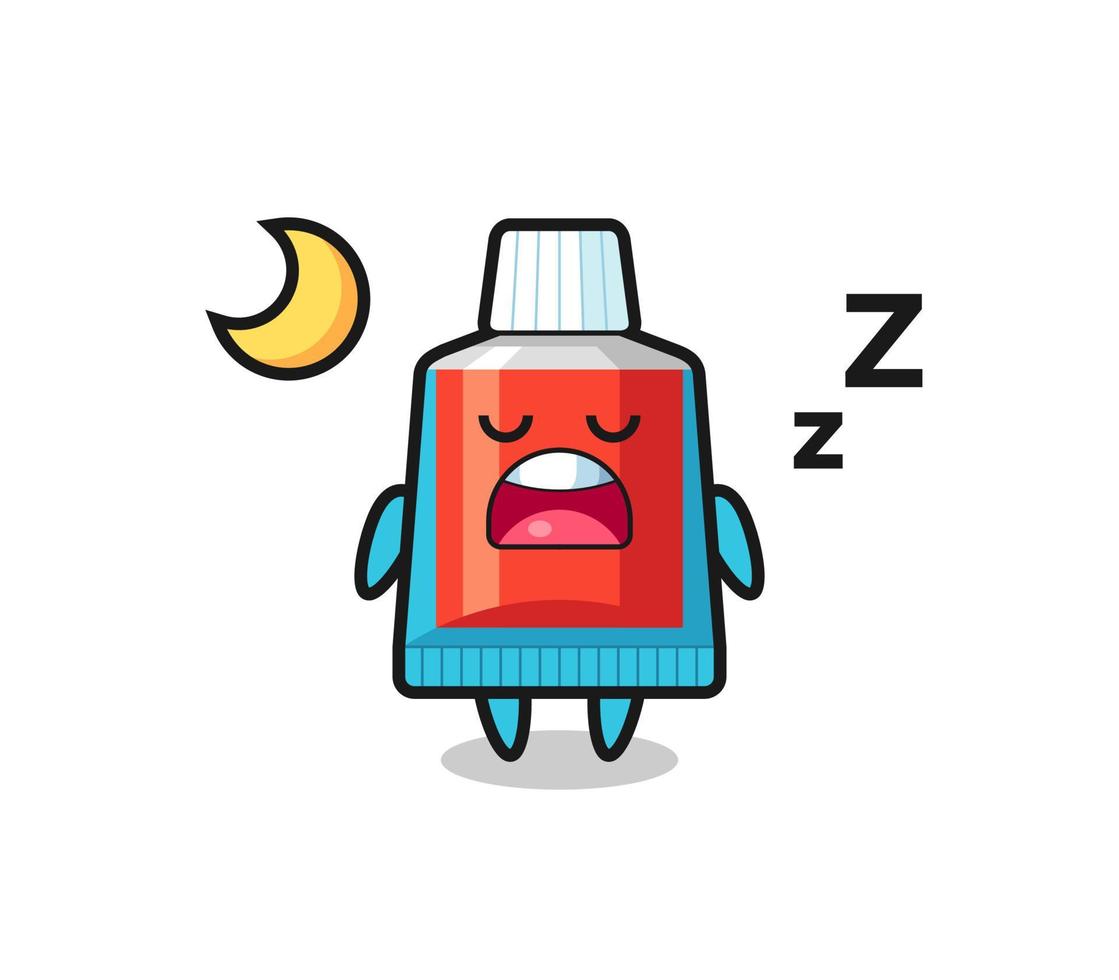 ilustración de personaje de pasta de dientes durmiendo en la noche vector