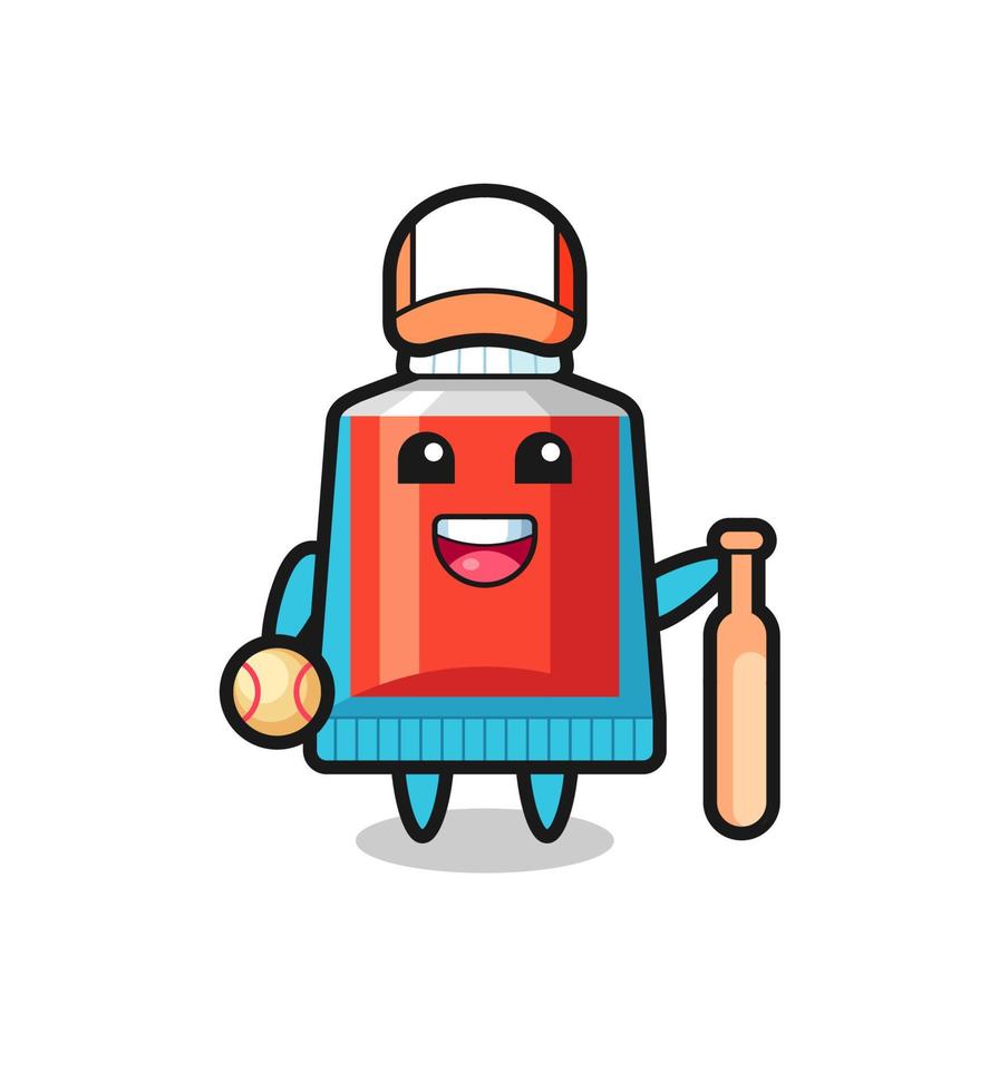 personaje de dibujos animados de pasta de dientes como jugador de béisbol vector