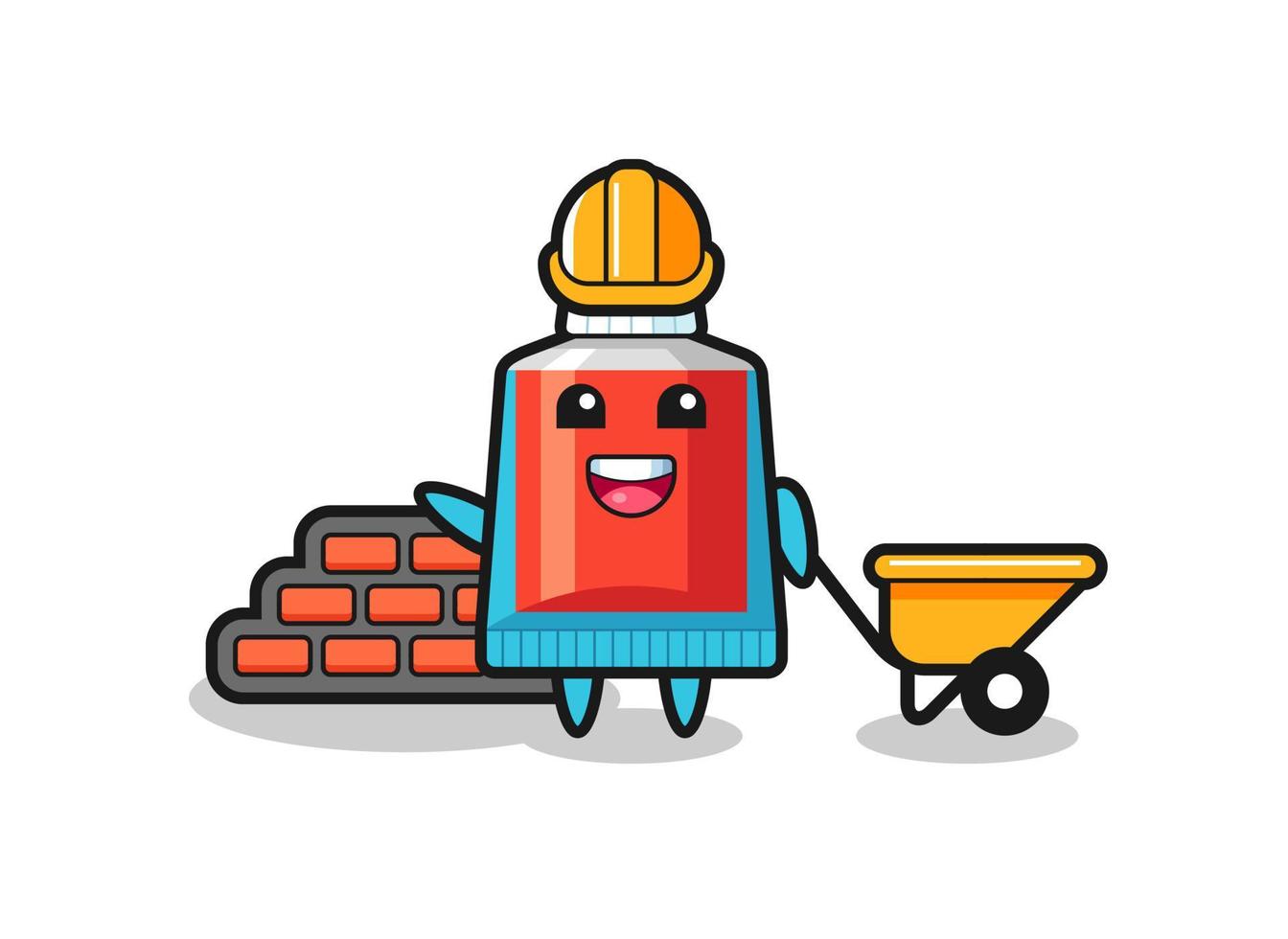 Cartoon character of toothpaste as a builder vector