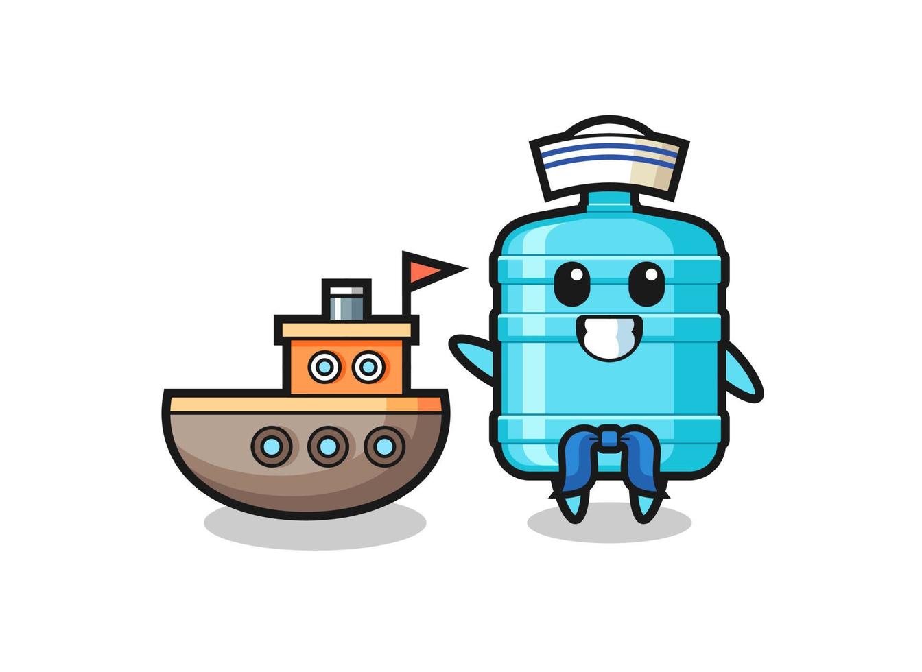 Character mascot of gallon water bottle as a sailor man vector