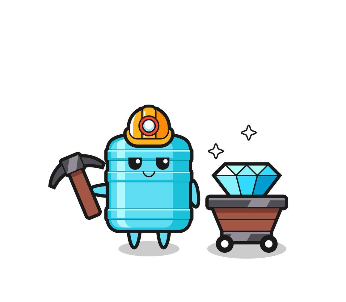 Character Illustration of gallon water bottle as a miner vector