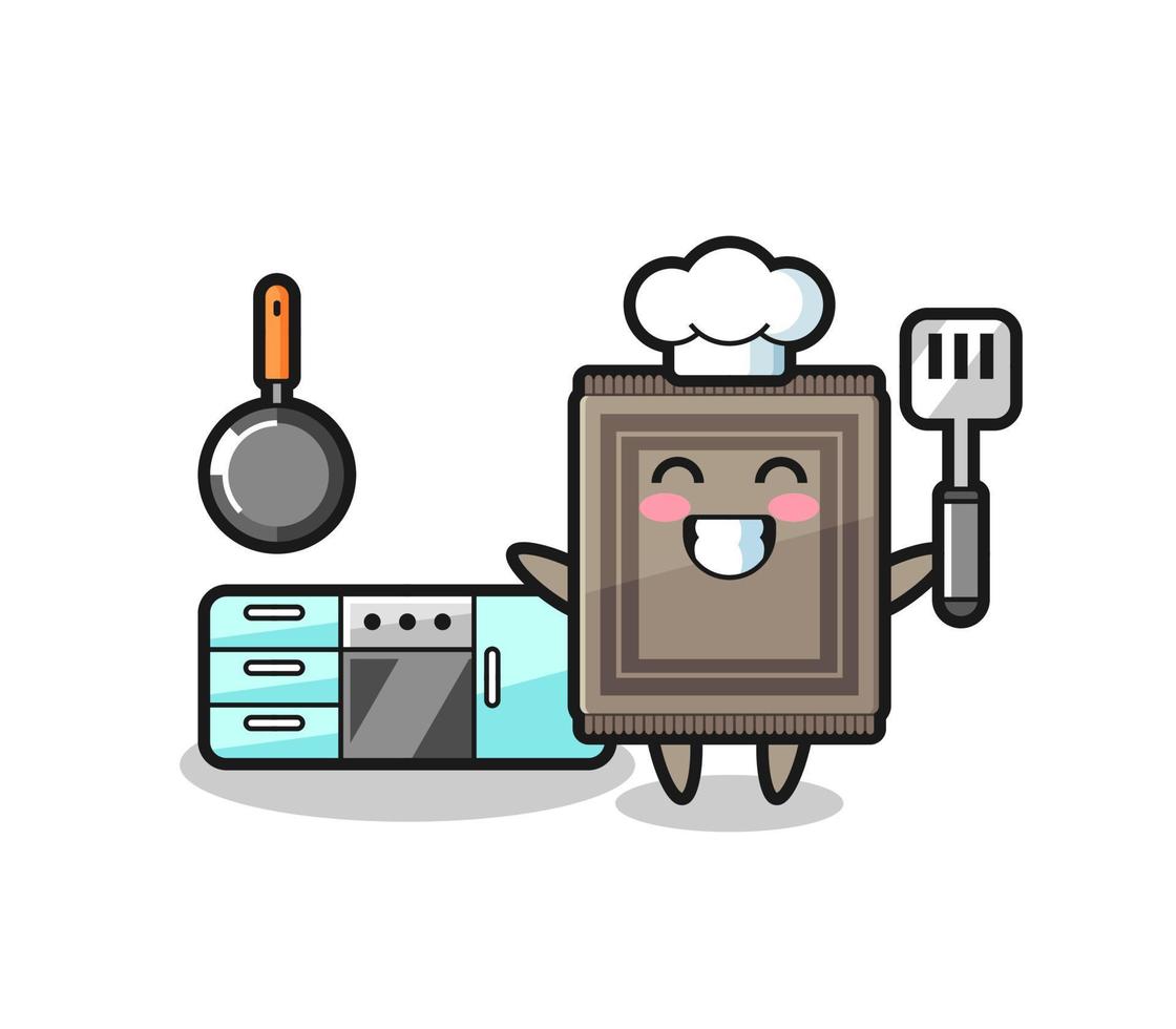 carpet character illustration as a chef is cooking vector