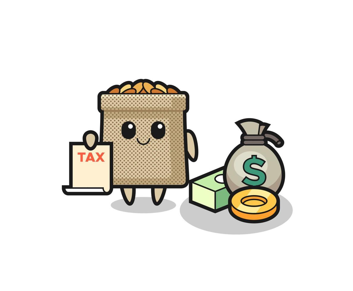 Character cartoon of wheat sack as a accountant vector