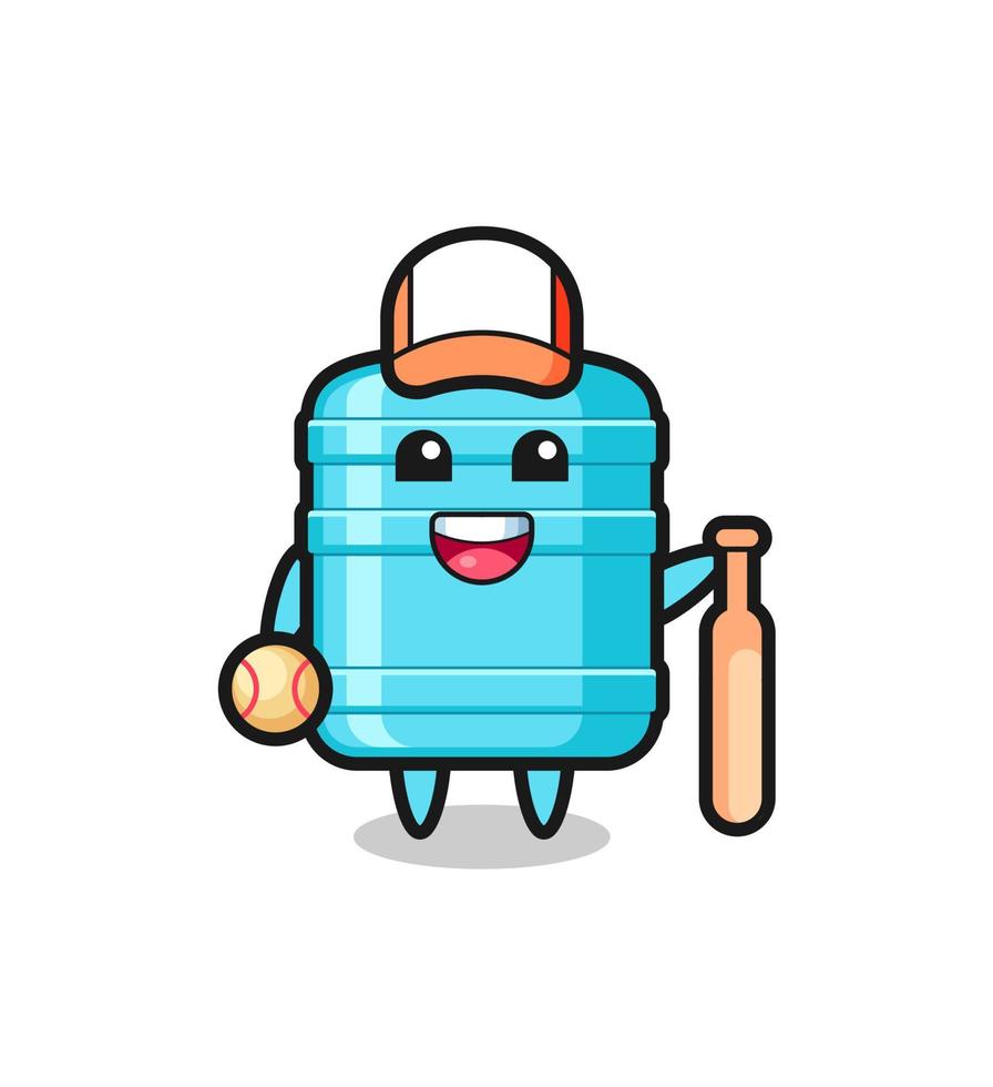 personaje de dibujos animados de una botella de agua de un galón como jugador de béisbol vector