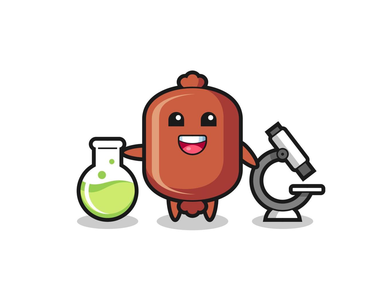 Mascot character of sausage as a scientist vector