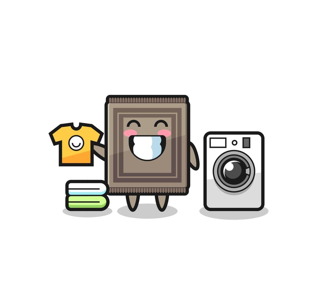 Mascot cartoon of carpet with washing machine vector