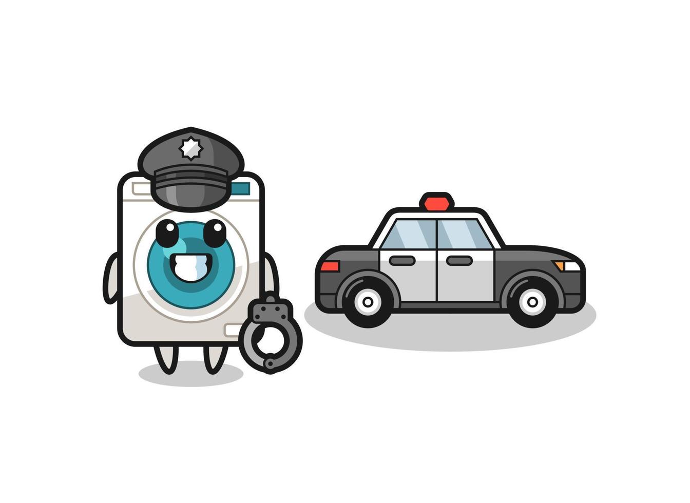 Cartoon mascot of washing machine as a police vector