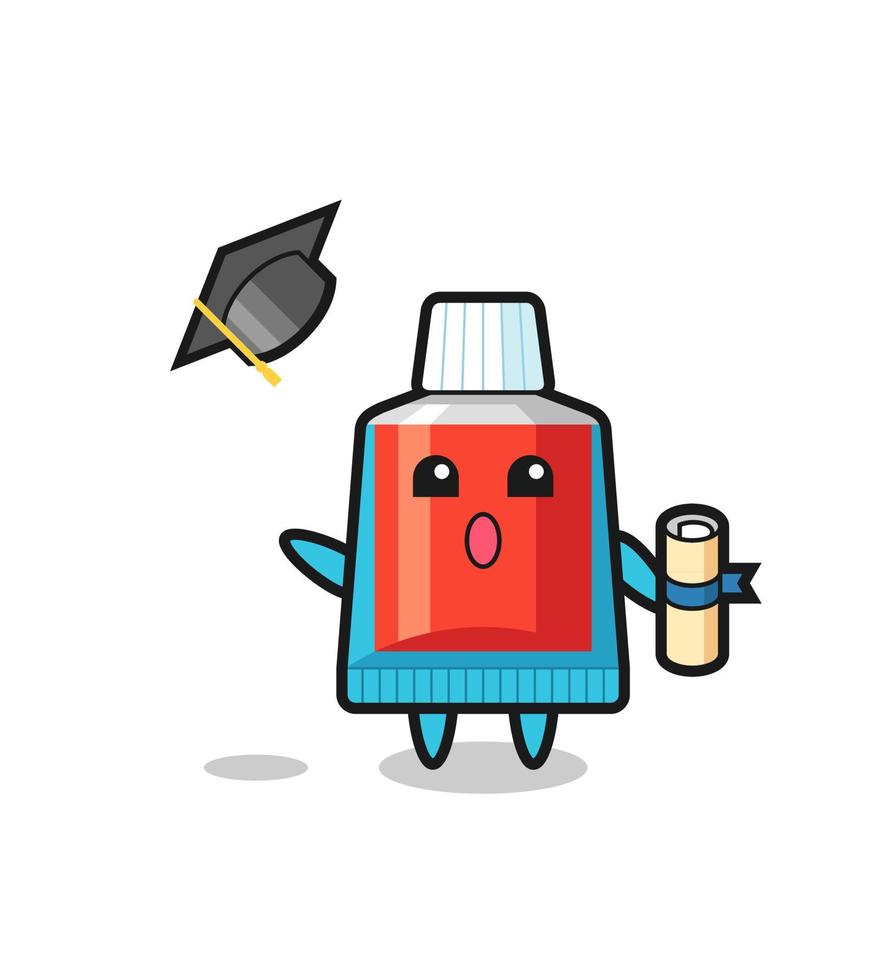 Illustration of toothpaste cartoon throwing the hat at graduation vector