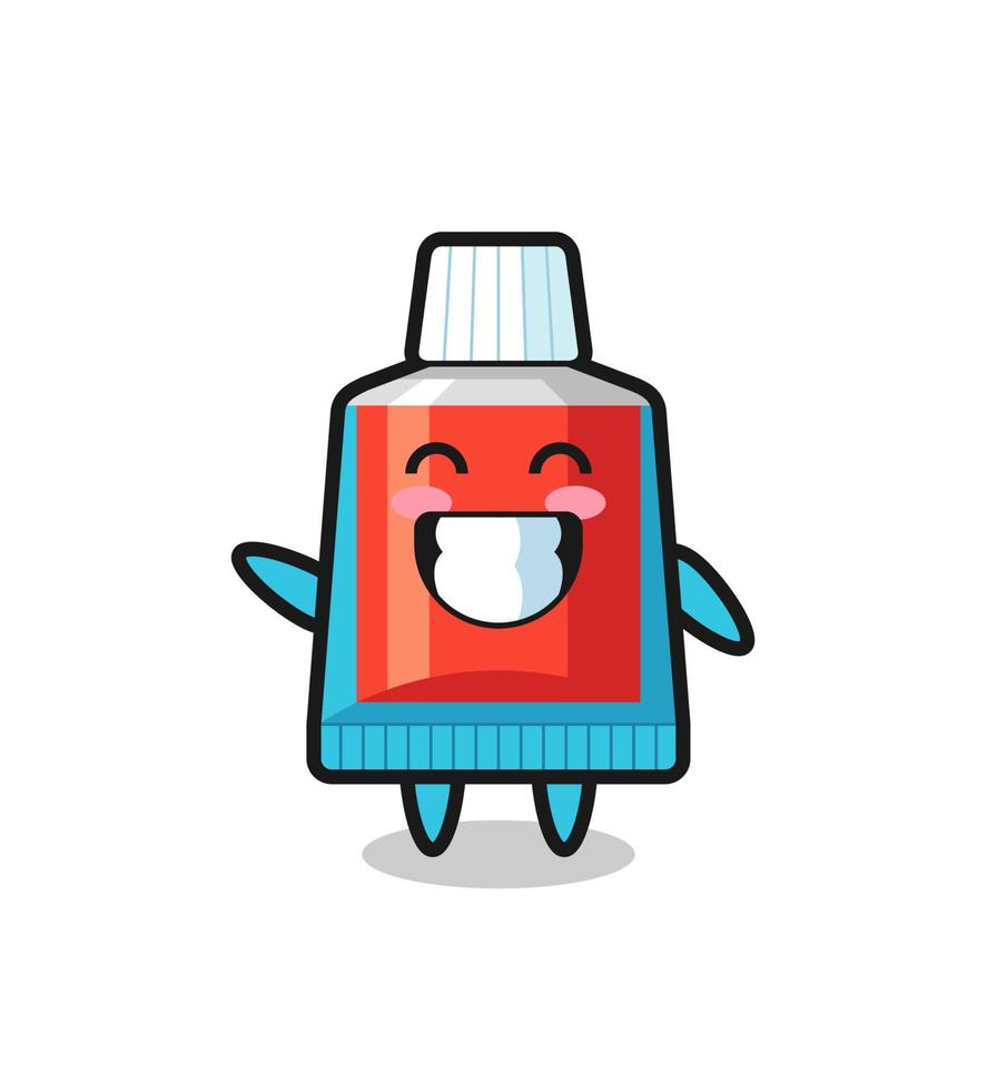 toothpaste cartoon character doing wave hand gesture vector