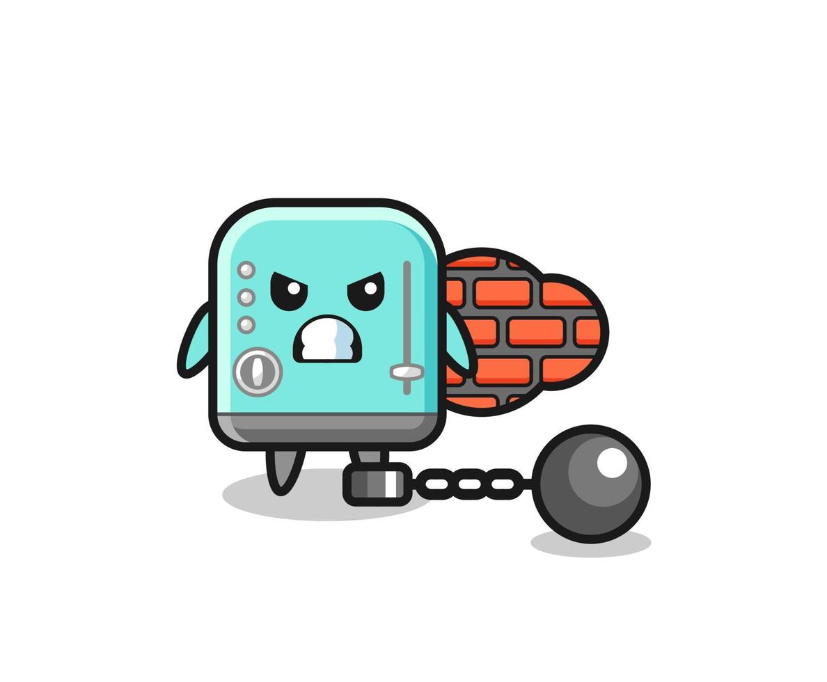 Character mascot of toaster as a prisoner vector